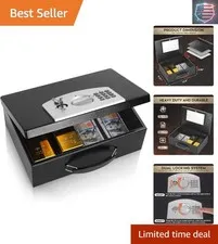 Portable Metal Safe Box with Digital Code Lock,Fire Resistant Storage for Doc...