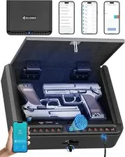 Gun Safe for Pistols - Biometric Gun Safe 4 Ways Quick Access Lock Handgun Safe
