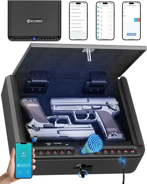 Gun Safe for Pistols - Biometric Gun Safe 4 Ways Quick Access Lock Handgun Safe