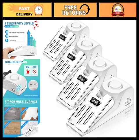 120DB Door Stop Alarm - Security Wedge Door Stopper for Home, Travel, Apartment