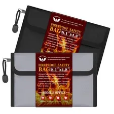 Small Money Bag (8.1“ × 4.8”)，Zippered Fireproof Waterproof Document Bag， Saf...