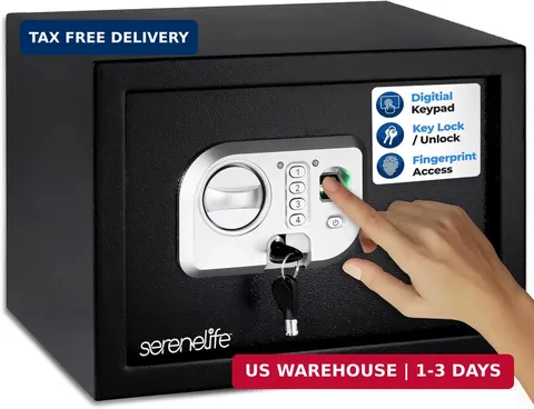 Serenelife Heavy Duty Fireproof Electronic Fingerprint Safe Box | Electronic Loc