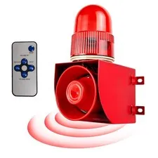 Motion Alarm 120dB Horn Adjustable Volume Tones Waterproof Strobe Light Siren...