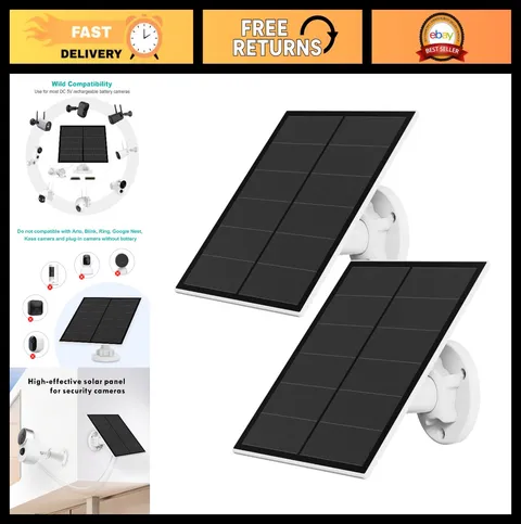 5W Solar Panel for Security Cameras, USB & USB-C, 9.8ft Cable, IP65 Waterproof,