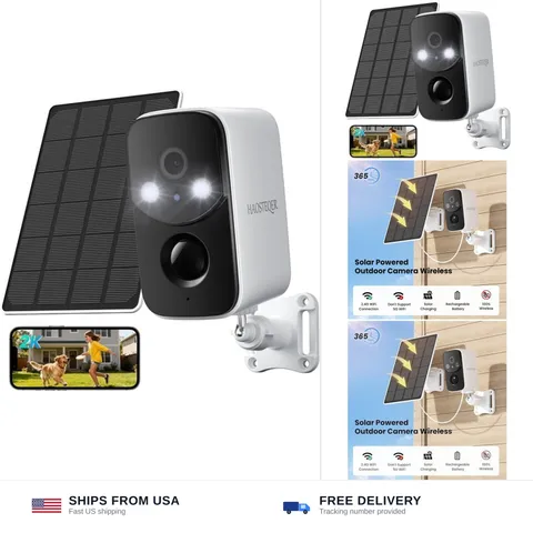 2.4G WiFi Solar Security Cameras Wireless Outdoor, 2K Color Night Vision | Fr...