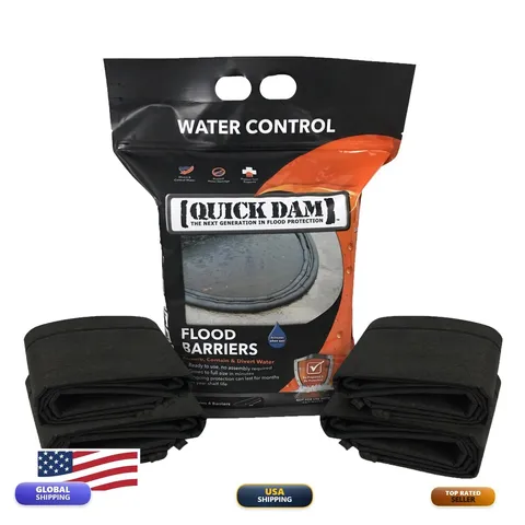 Quick Dam Qd65-4 Water Activated 5Ft Flood Barrier 4 Pack Black