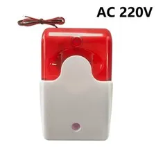 Mini Red Strobe Siren Wired Alarm Flash Light AC 220V with Sound
