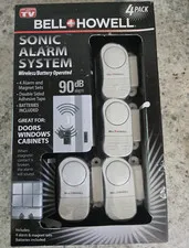 Bell+Howell Sonic Alarm System Wireless Battery 90 dB Door Alarm 4 Pack White