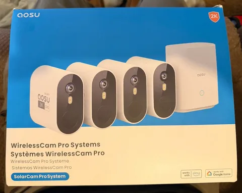 AOSU C6P2AH11 4 Piece Kit Security Cameras Wireless Outdoor Home System Open Box