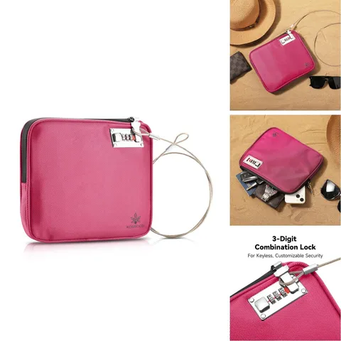 KOSMCCO Anti Theft Beach Locking Bag, Portable Travel Safe, Rose Red