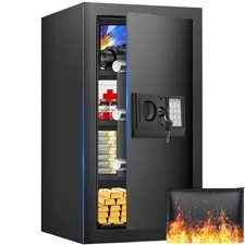 23.62 inches Tall Safe Box, 4.4 Cuft Home Safe with Fireproof Waterproof Bag,...