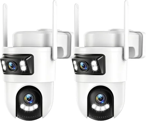Dual Lens Security Cameras Outdoor, 360° View Pan/Tilt for Home Security with Co