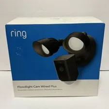 Ring Floodlight Cam Wired Plus Outdoor Wired Full HD Surveillance Camera Black