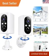 2-Pack Wireless Security Cameras - 2K Video, 2-Way Talk & Cloud Storage
