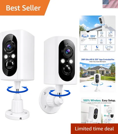 2-Pack Wireless Security Cameras - 2K Video, 2-Way Talk & Cloud Storage