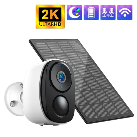 3MP Wifi Home Solar Security Camera Wireless Battery Powered IR 2-Way Audio