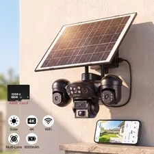 Solar Battery Powered Wireless WiFi Home Security Camera System Outdoor Pan/Tilt