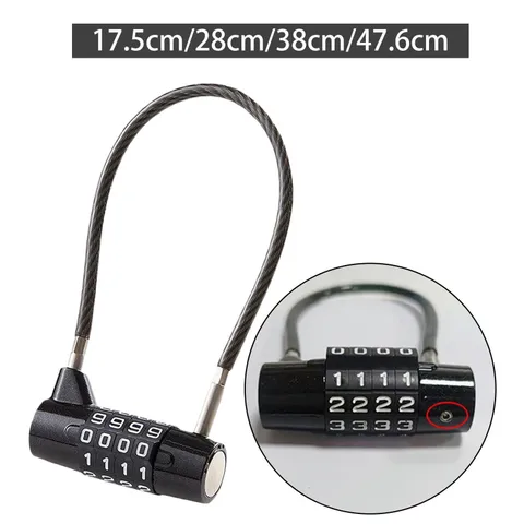 Cable Lock 4 Digit Combination Padlock Practical Sturdy Security Gate Locks for