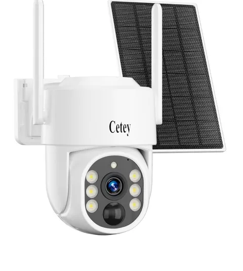 WHITE - CETEY 4G LTE CELLULAR SOLAR SECURITY CAMERA WIRELESS OUTDOOR