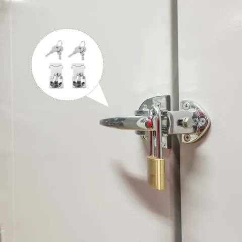 2 Sets Safety Keyed Hasp Lock Latch Stainless Steel for Home Use