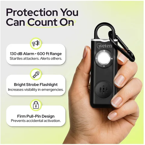 3 Pack Rechargeable Personal Safety Alarms - Black Pink Blue