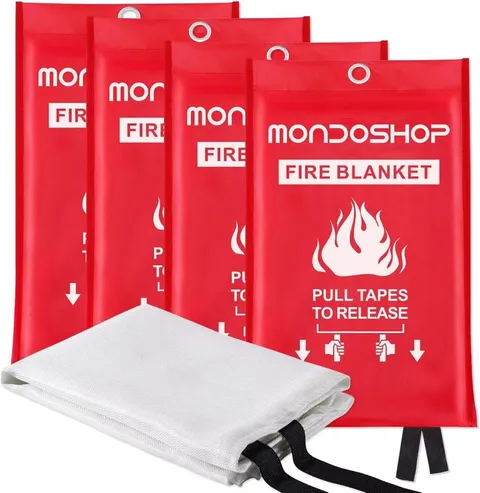 Emergency Fire Blanket for Home and Kitchen, 4 Pack, 40" x 40" Coverage