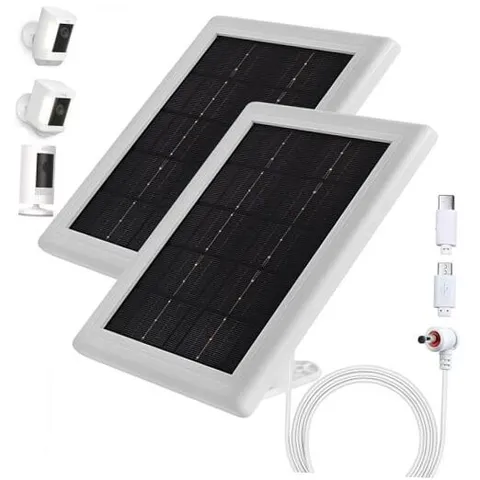 Ring Camera Solar Panel Charger, 5V 3.5W Solar Charger 2 2 Pack White