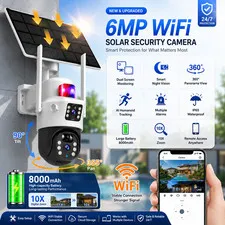 Dual Lens 4K-HD WiFi Solar Camera Wireless Outdoor CCTV PTZ Home Security IR Cam