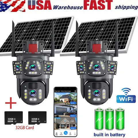 Solar Battery Powered Wifi Home Security Camera System Wireless Pan/Tilt Outdoor