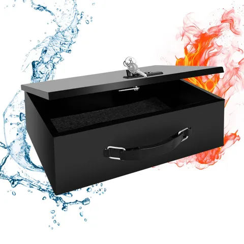 Fireproof Lock Box with Key and Combination Lock, Fire Safe Document Box, Por...