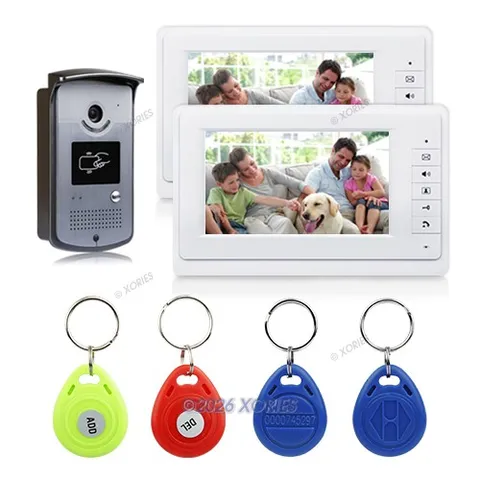 7" Video Door Intercom Entry System RFID Unlocking 700TVL Vandal Proof Camera