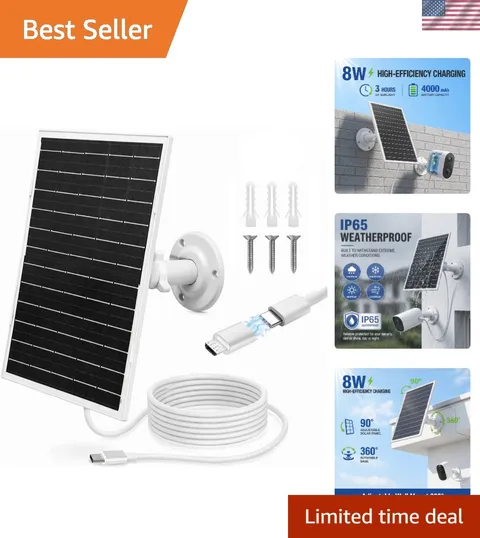 Efficient 8W Solar Panel Charger with Adjustable Mount for Outdoor Surveillance
