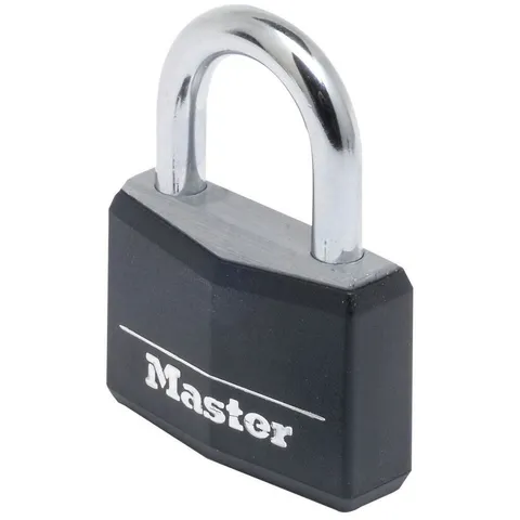Master Lock 9150EURDBLK Black Aluminum Vinyl Cover 50mm 4-Pin Lock