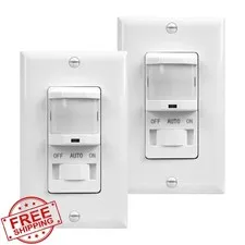 TOPGREENER White 2 Pack Motion Sensor Light Switch