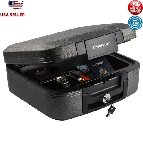Fire Water Resistant Key Lock Chest Safe Small Valuables Protection Portable New