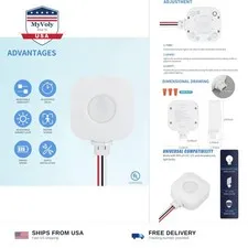 ECOELER Ceiling Occupancy Motion Sensor Switch, High Bay Fixture Mount 360° C...