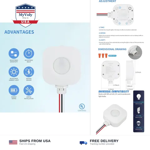 ECOELER Ceiling Occupancy Motion Sensor Switch, High Bay Fixture Mount 360° C...