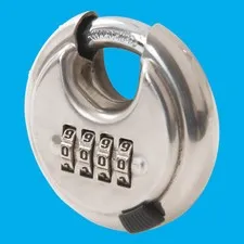 1x 70mm Stainless Steel 4-Digit Combination Disc Padlock, Weatherproof, Shed