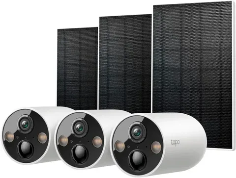3 Pack TP-Link Tapo Outdoor Battery-Powered Wireless 2K Camera w/ Solar Panels