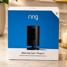 Ring Stick Up Cam Plug-In 1080p Wi-Fi Indoor/Outdoor Weatherproof Alexa Black