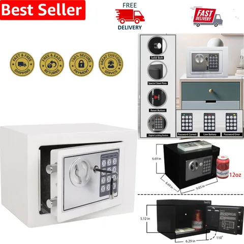Easy to Install Wall-Mount Safe with Keypad and Emergency Keys - White Finish