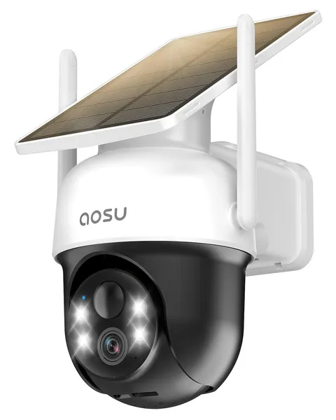 Wireless Solar Security Camera Outdoor, 2K HD, Night Vision, Auto Tracking, 360°