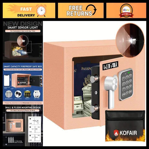 Safe Box for Home Safe (0.23 Cubic Feet) with Fireproof Bag