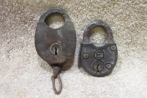 Pair (2) of Vintage Cast Iron Padlocks Locks - No Keys -SEE PICS!