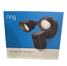 Ring Floodlight Cam Wired Plus Black 1080p Security Camera 1080p HD Video Sealed