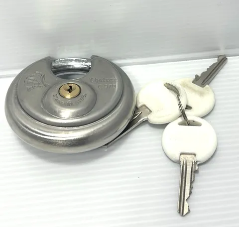 Chateau C 970 Stainless Steel Disc Padlock Circular Round Lock Keys Heavy Duty