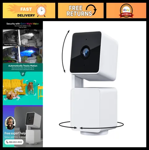 1080p Wi-Fi Smart Home Security Camera, Indoor/Outdoor, Pan/Tilt/Zoom, Color Nig