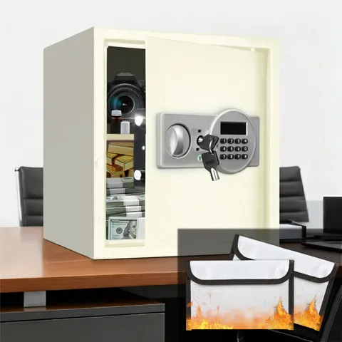 1.5CuFt Digital Safe Box Fireproof Waterproof Office Home Security Cash White