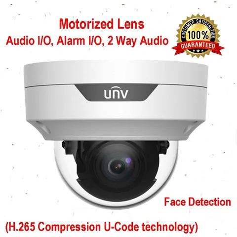 Uniview 8MP/4K Ultra 265 Smart Vandal Dome Camera Auto Motorized 2.8~12mm Lens 