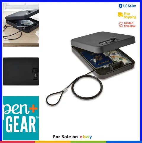 Portable Safe 9.5 Inch 6.5 Inch Combination Lock Steel Cable Foam Padded Small